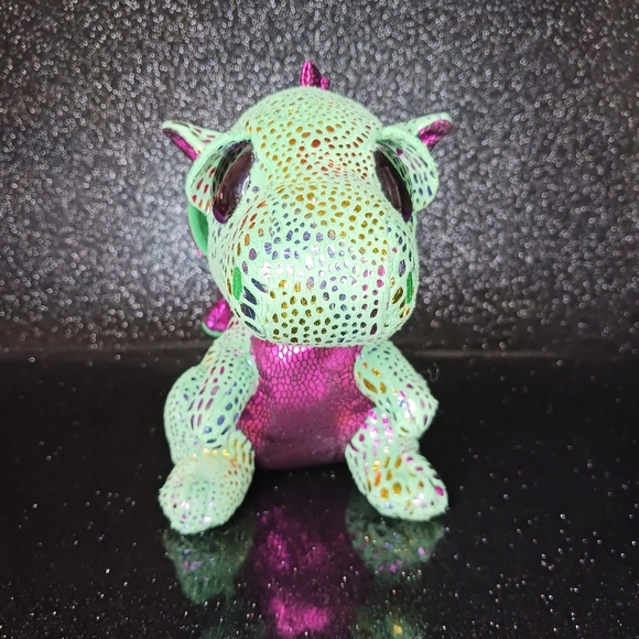 Ty Beanie Boos Cinder Green & Purple Sparkle Dragon. - Picture 2 of 8
